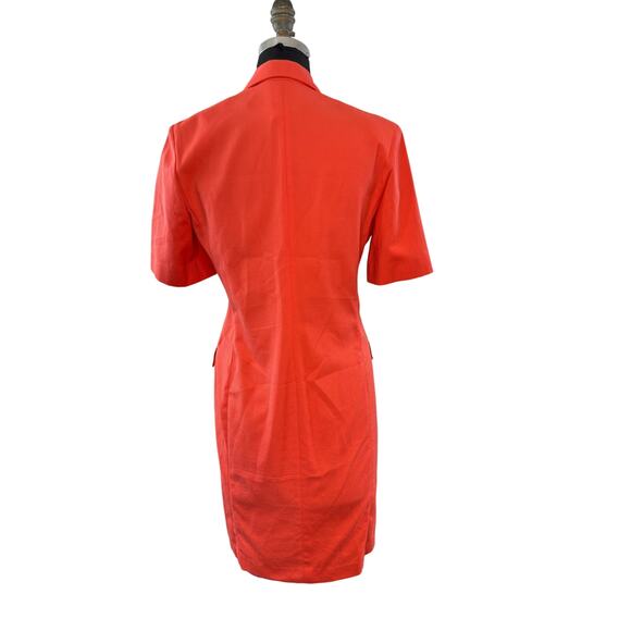 VINTAGE Rodier Coral Orange Blazer Dress Peak Lapel Double Breasted 38 FRANCE - Picture 3 of 8